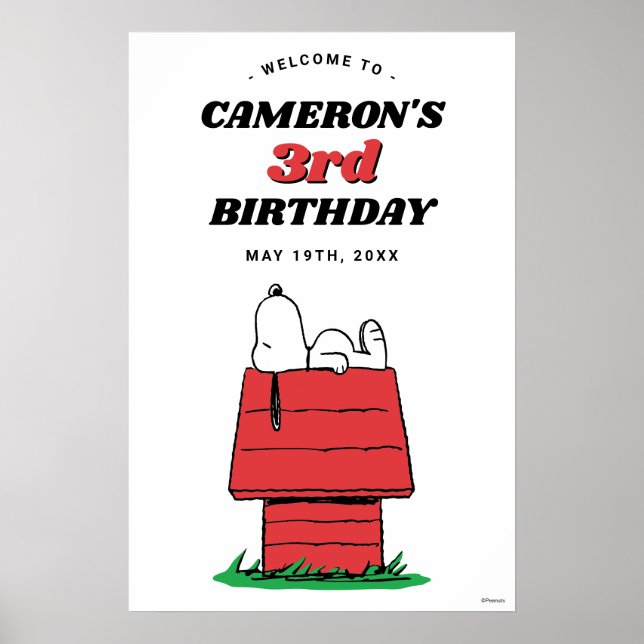 Póster de cumpleaños de la casa de Snoopy (Frente)