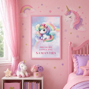 Póster de cumpleaños de niña con colores pastel de