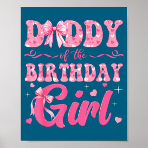 Póster De Cumpleaños De Papá Familia Rosa Coqueta