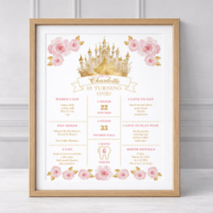 Póster de cumpleaños de princesa hito Rosa y dorad