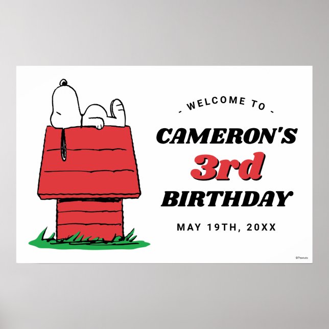 Póster de cumpleaños de Snoopy Dog House de Peanut (Frente)