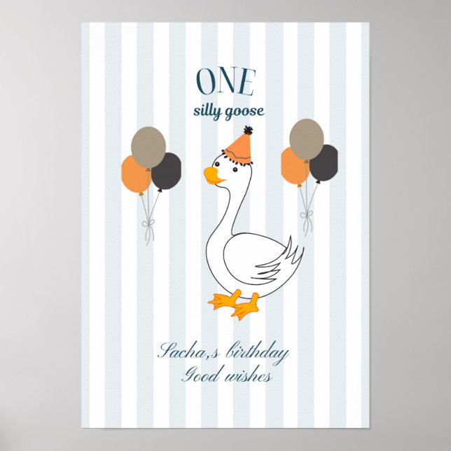 Póster de cumpleaños de un ganso tonto (Frente)