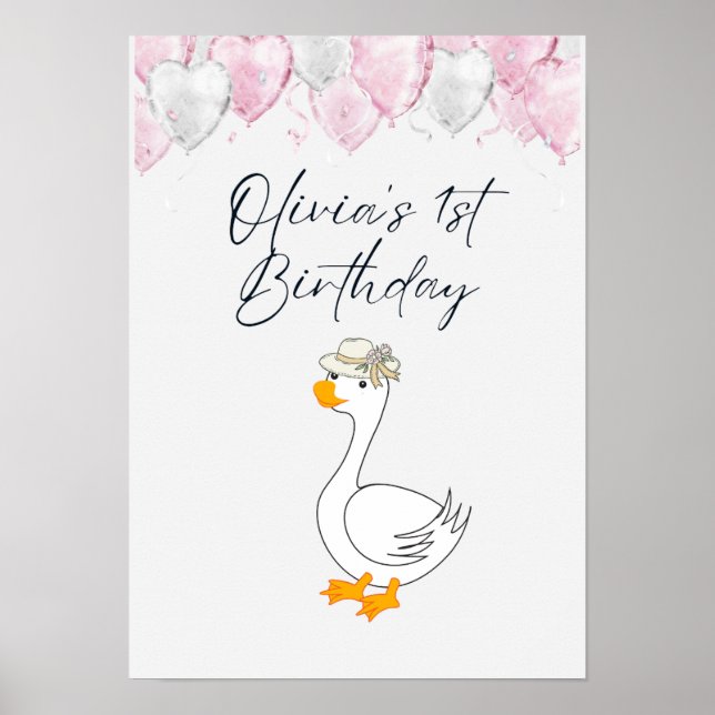 Póster de cumpleaños número 1 con nombre (Frente)
