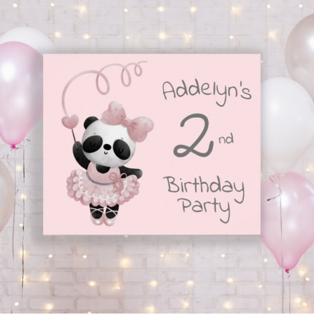 Póster de cumpleaños número 2 de osa panda rosa ba (Subido por el creador)
