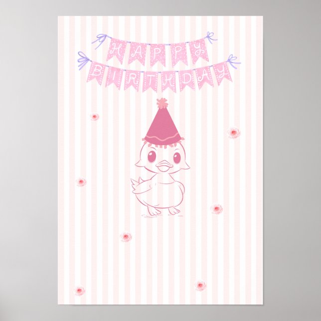 Póster de cumpleaños para bebé niña (Frente)
