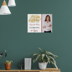 Póster de cumpleaños personalizado con foto elegan