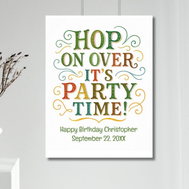 Póster de cumpleaños personalizado con nombre y fe (Birthday party poster for kids and adults. Gender Neutral. Personalized with name & birthday)