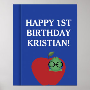 Póster de cumpleaños personalizado del ratón de bi