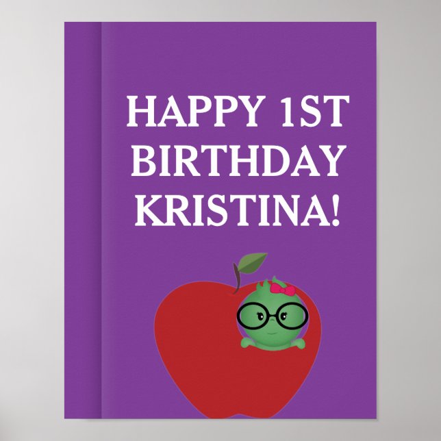 Póster de cumpleaños personalizado para niña ratón (Frente)