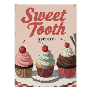 Póster de Cupcake Vintage – Arte de Pared de Panad