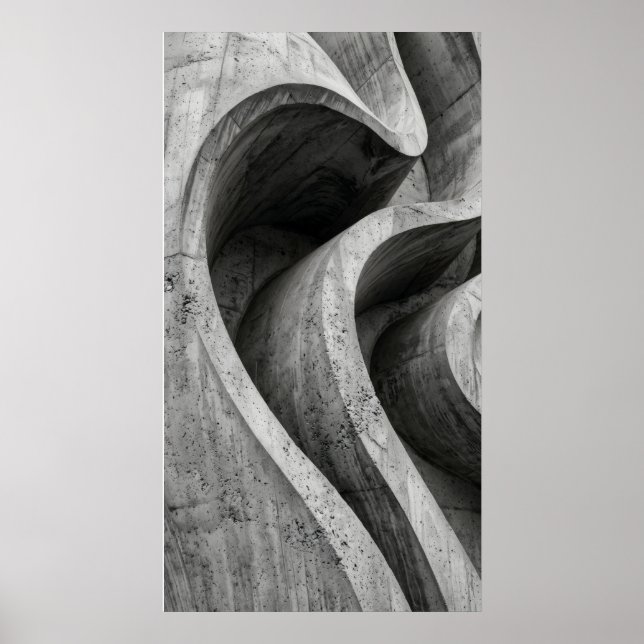 Póster de curva de hormigón en escala de grises (Frente)