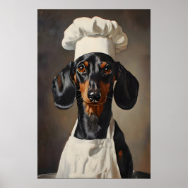 Póster de Dachshund con sombrero de chef, Póster d