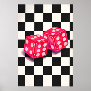 Póster de dados rosados, arte de pared de casino r
