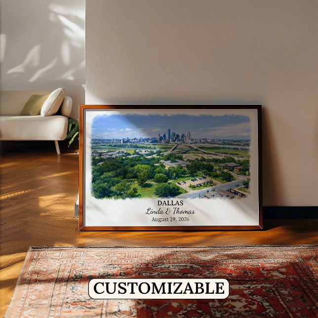 Póster de Dallas Texas, Acuarela, Personalizado (Subido por el creador)