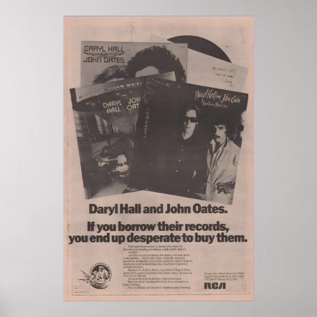 Póster de Daryl Hall & John Oates - 1977 NME origi (Frente)