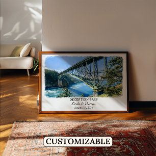 Póster de Deception Pass Washington, Acuarela, Cus
