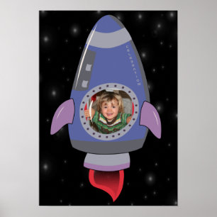 Poster de decoración de cumpleaños del espacio de