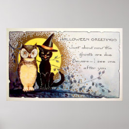 Poster de decoración de gatos negros de Halloween 