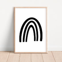 Poster de decoración de guardería arcoiris negro/b