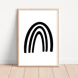 Poster de decoración de guardería arcoiris negro/b