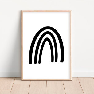 Poster de decoración de guardería arcoiris negro/b