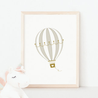 Poster de decoración de guardería de globo aerostá