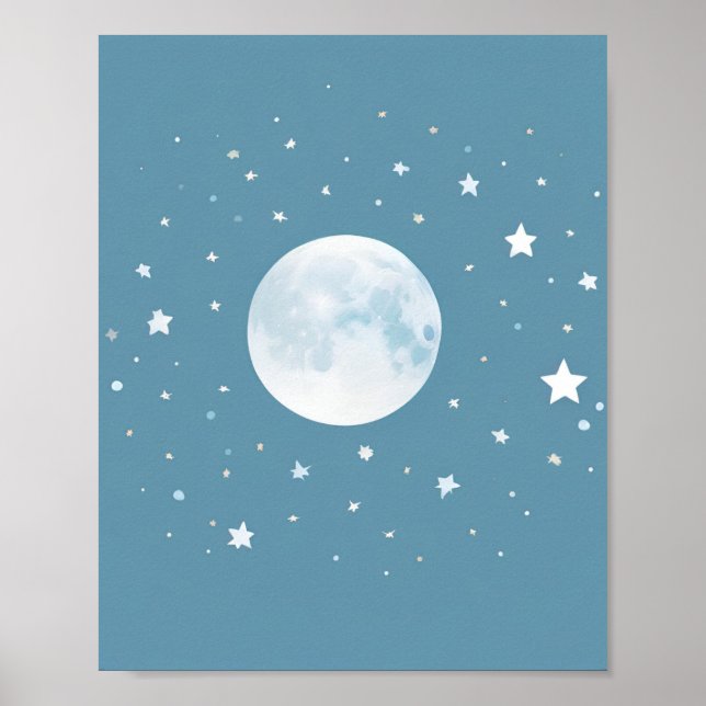 Poster de decoración de guardería de lunas y estre (Frente)