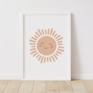 Póster de decoración de guardería del sol feliz ne