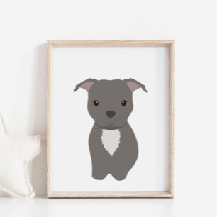 Poster De Decoración De La Habitación Gray Pitbull