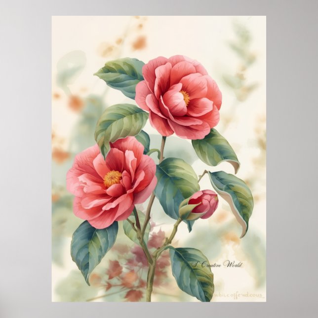 Póster de decoración de pared de Camelia botánica  (Frente)