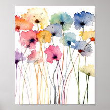 Poster de decoración de paredes de arte floral par