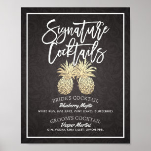Poster de decoración del Boda del menú de bebidas