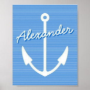 Póster de decoración náutica para pared   ancla pe