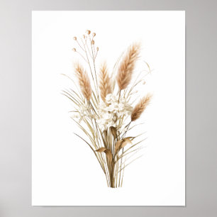 Póster de decoración neutral botánico boho de hier