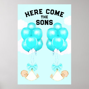 Póster de decoración para baby shower de niños gem