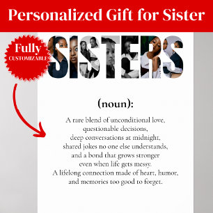 Póster de Definición de HERMANAS – Regalo Único pa