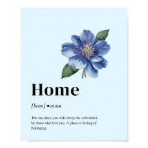 Póster de definición de hogar floral azul Arte min