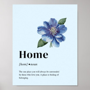 Póster de definición de hogar floral azul Arte min