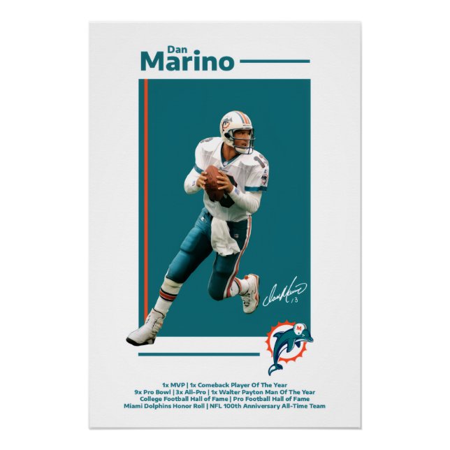 Poster de Delfines de Miami de Dan Marino (Anverso)