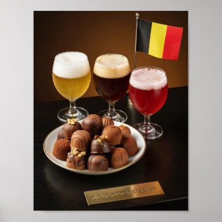 Póster de Delicia de Cerveza y Chocolate Belga
