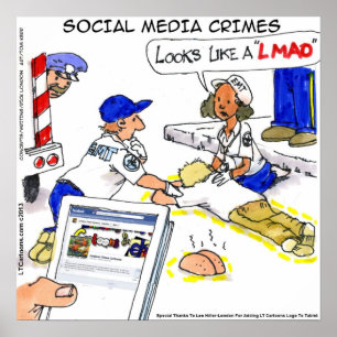 Póster de delitos divertidos en redes sociales