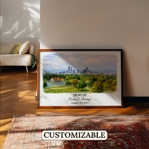 Póster de Denver Colorado, Acuarela, Personalizado