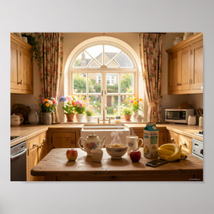 Póster de Desayuno en la Cocina de Cabaña Iluminad