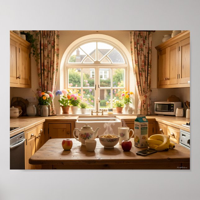 Póster de Desayuno en la Cocina de Cabaña Iluminad (Frente)