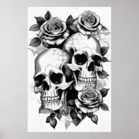 Póster de descarga de arte digital de calaveras de