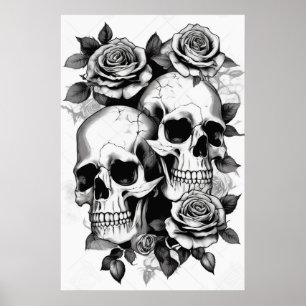 Póster de descarga de arte digital de calaveras de