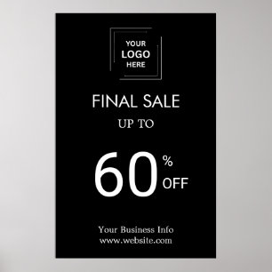 Póster de descuento de venta final de negocio en n