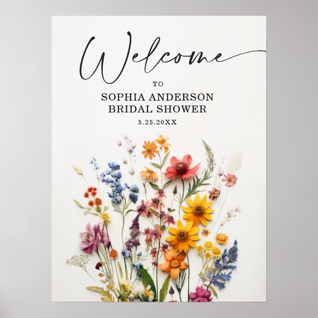 Póster de Despedida de Soltera con Flores Silvestr (Frente)