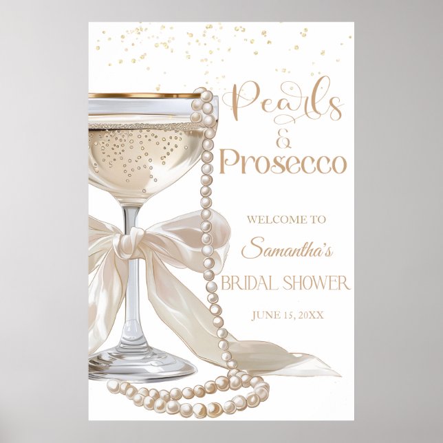 Póster de Despedida de Soltera con Perlas Elegante (Frente)