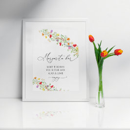 Póster de despedida de soltera floral de bar de Ma